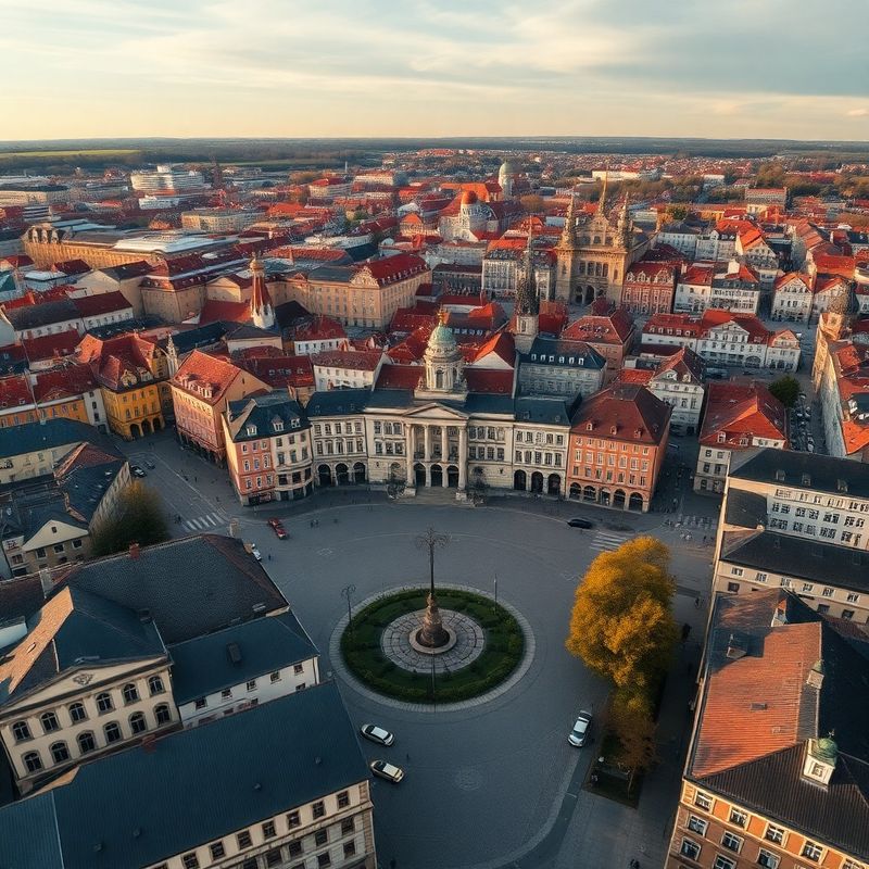 Letecký pohled na centrum Olomouce s Horním náměstím
